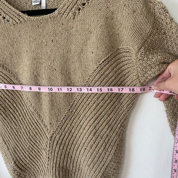 Wildfox Weekday Fuzzy Chunky Knit Design Oatmeal Tan Boxy Sweater Jumper S - Picture 4 of 10